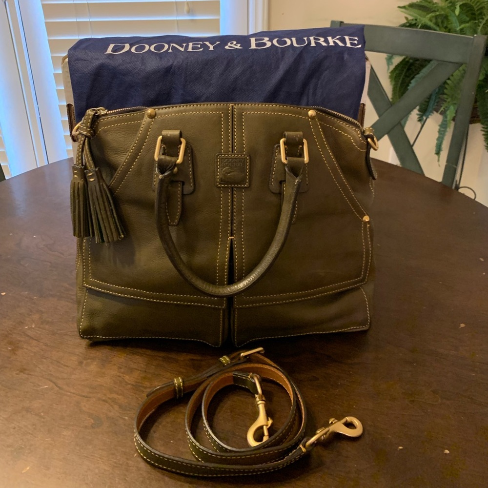 Dooney & Bourke Olive Florentine Leather Clayton Satchel